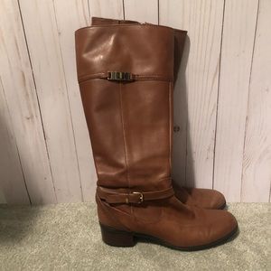 Bandolino Riding Boots Womens 8.5 Cognac Brown Genuine Leather Upper